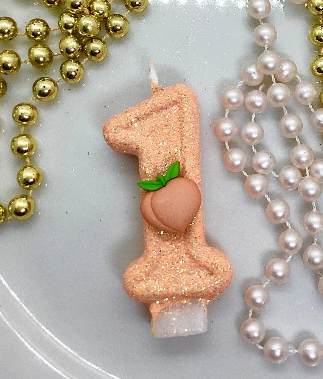 Peach Birthday Candle, Custom Party Decor, One, Kids, Glitter Birthday Candle, Sparkly Number Cak... | Etsy (US)