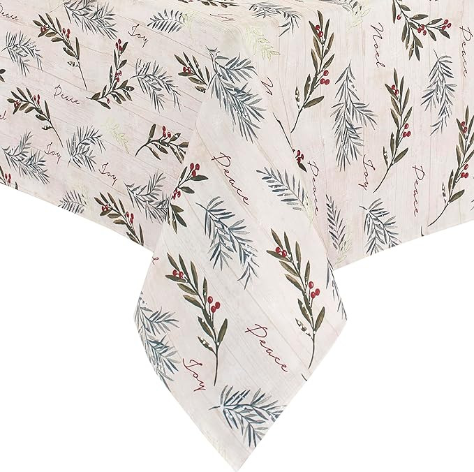 Elrene Home Fashions Holiday Tree Trimmings Wrinkle Resistant Fabric Tablecloth, Christmas, 60"X8... | Amazon (US)