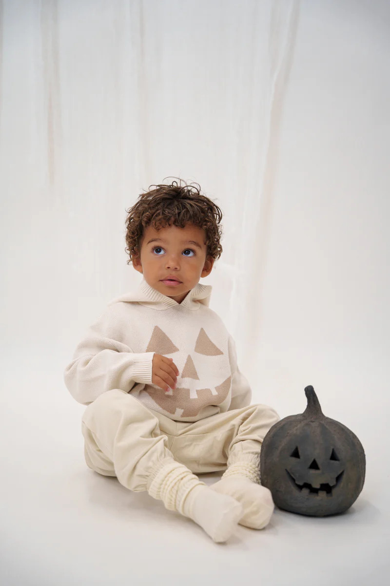 Pumpkin Knit Hoodie | Atlas Grey