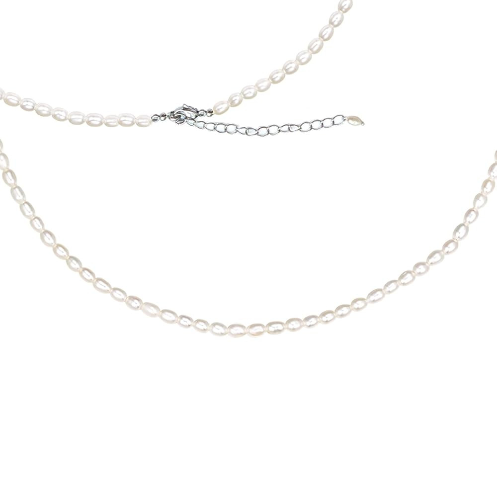 Pearl Necklace for Women, Handmade with Tiny White Freshwater Pearls and Silver Clasps and Adjust... | Amazon (US)