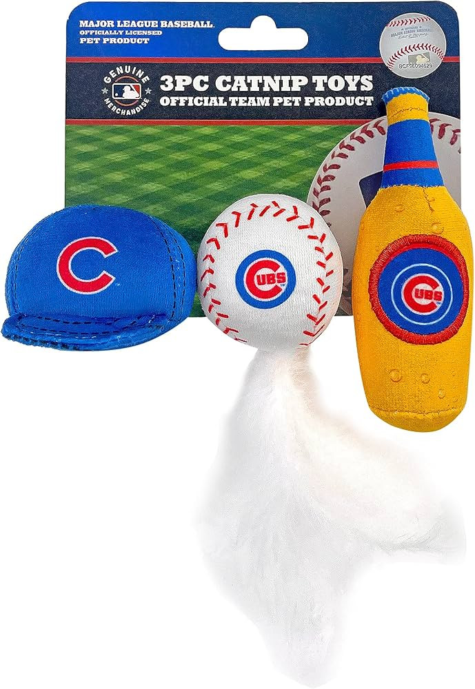BEST PLUSH CAT TOY: MLB CHICAGO CUBS Complete Set of 3 piece Cat Toys filled with Fresh Catnip. I... | Amazon (US)