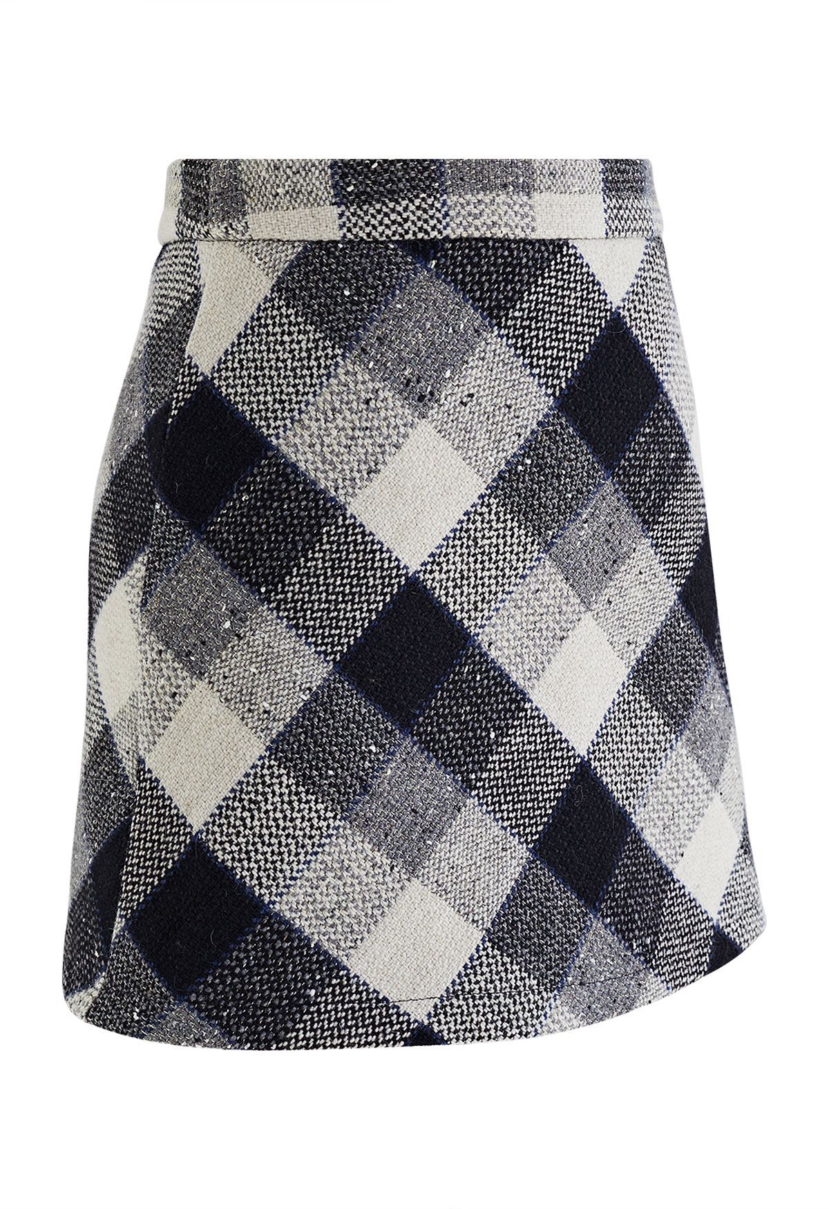 Retro Check Tweed Mini Skirt in Grey | Chicwish