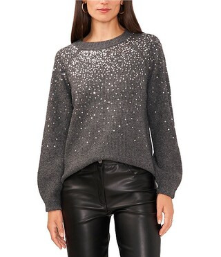Vince Camuto Sequin Round Neck Long Sleeve Sweater | Dillard's | Dillard's