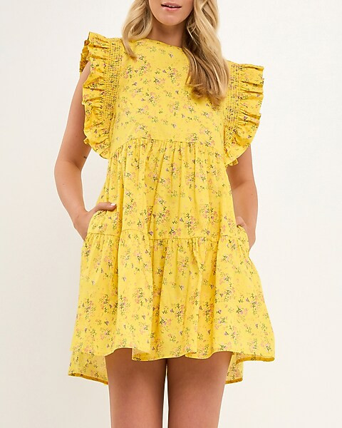 English Factory Floral Smocking Mini Dress | Express