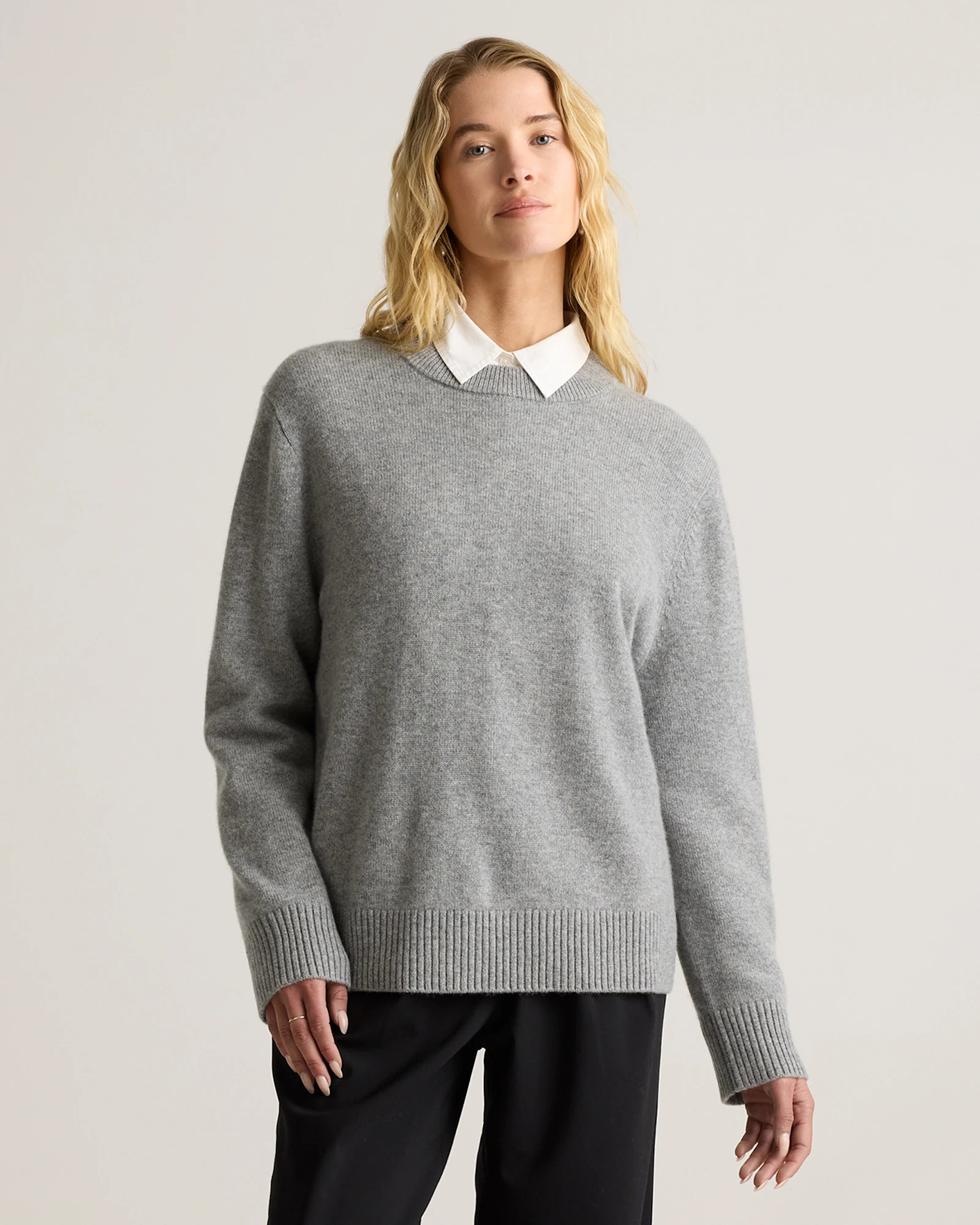 Quince | Women's Mongolian Cashmere OverSized Crewneck Sweater in Brown, Size Large | Quince