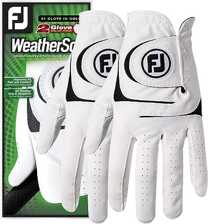 FootJoy Men's WeatherSof Golf Gloves, Pack of 2 (White) | Amazon (US)