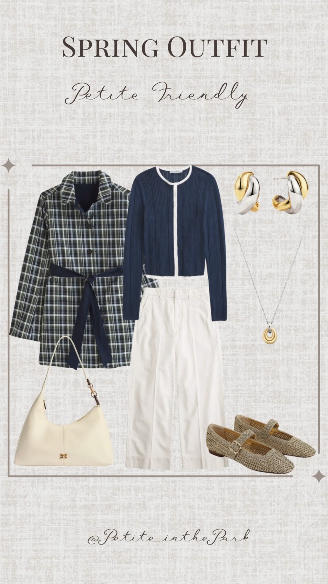 Winter petite outfit  

Spring outfit, spring trends, casual spring outfit, petite spring outfit, spring fashion, spring style, petite style, petite spring style, casual petite outfit, minimal outfit, minimal spring outfit, plaid coat, petite coat, , reversible coat, blue cardigan, blue sweater, high waisted pants , petite pants, white pants , flats, woven flats, leather flats, shoulder bag, leather bag, white bag, white purse, gold earrings, gold hoop earrings, gold necklace, minimal jewelry  #casualoutfit #petiteoutifts #springoutfits #springoutfit2026 #springtrends 



#LTKWorkwear #LTKPetite #LTKSeasonal
