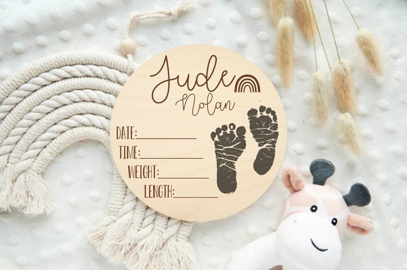 Rainbow Baby Name Sign Baby Footprint Sign Hospital Name - Etsy | Etsy (US)