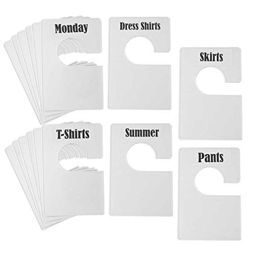 TraGoods 16 Pack White Clothing Rack Size Dividers Plus 60 Labels (1 Inch) and 16 Large Blank Labels | Amazon (US)