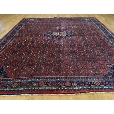 One-of-a-Kind Carnasheeran Hand-Knotted Red/Blue 10'5" x 13'9" Wool Area Rug | Wayfair North America