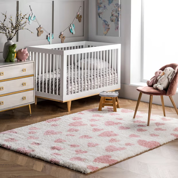 Cloudy Shag Warm Hearts Pink Rug | Rugs USA