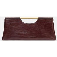 Zara - Metallic Handle Handbag - Burgundy Red - One Size Only - Woman | Zara US