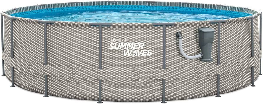 Summer Waves Active Metal Frame 16 Foot x 48 Inch Round Above Ground Wicker Gray Swimming Pool Se... | Amazon (US)