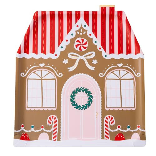 Bonjour Fete Gingerbread House Large Paper Party Plates | Disposable Plates for Christmas, Cookie Decorating, and Holiday Parties | Dinner Size | Premium Party Supplies | Pack of 8, 11.5" x 10.5" | Amazon (US)