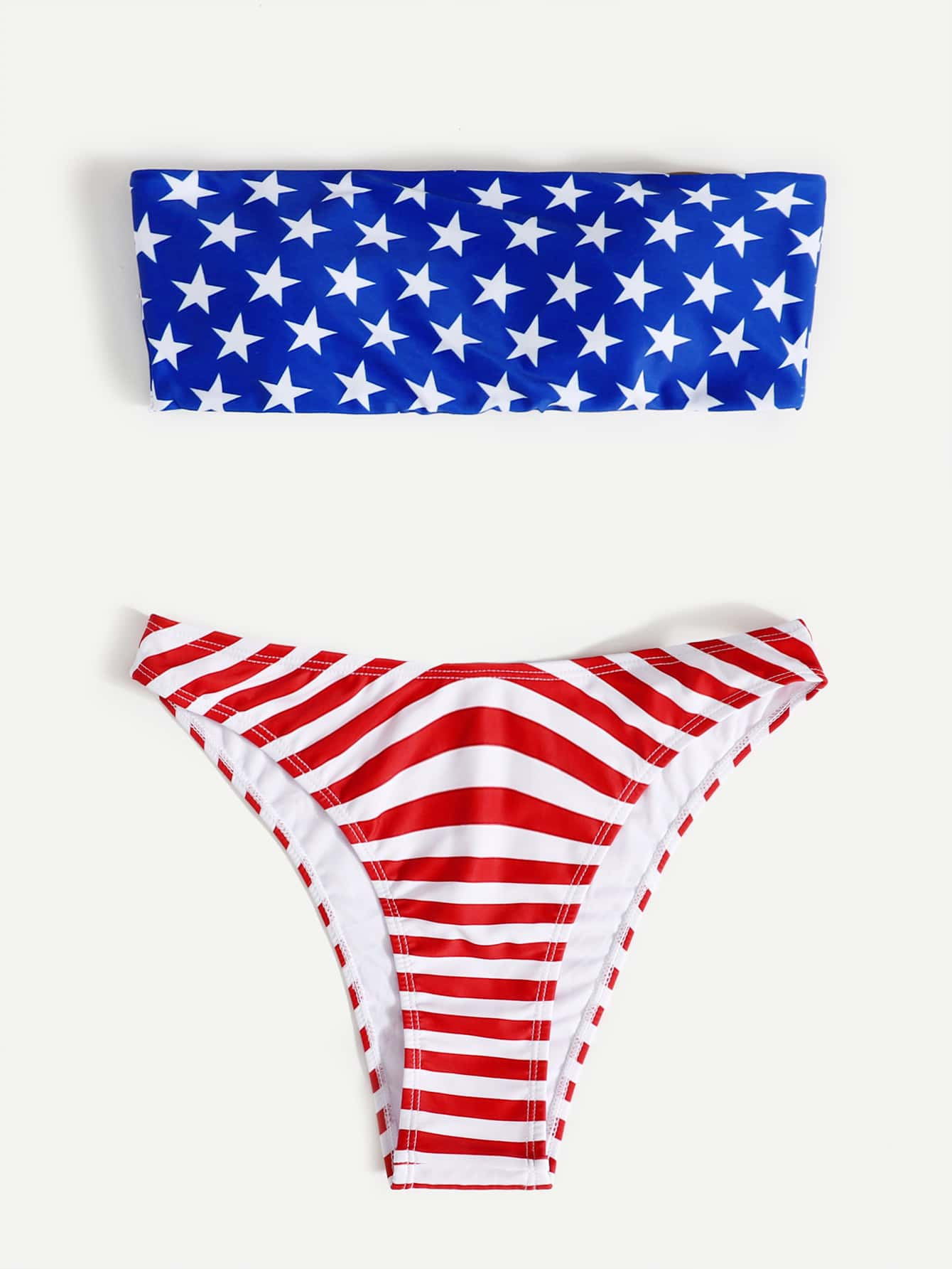 Star & Striped Print Bandeau Bikini Swimsuit
       
              
              $5.00  
       ... | SHEIN