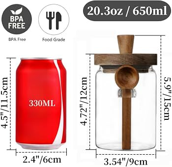 ANSQU Glass Jar with Wooden Lid & Spoon, 20.3oz Food Storage Containers Coffee Jar Coffee Grounds... | Amazon (US)