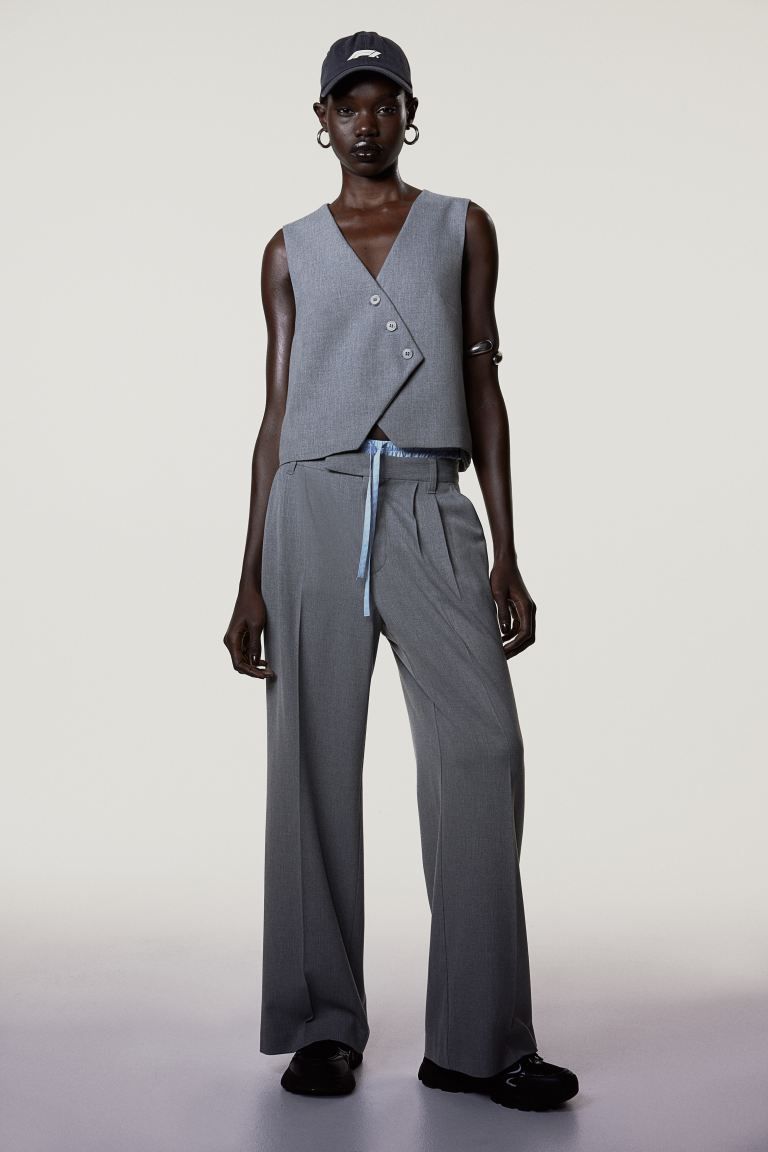 Tailored trousers - Grey - Ladies | H&M GB | H&M (UK, MY, IN, SG, PH, TW, HK)