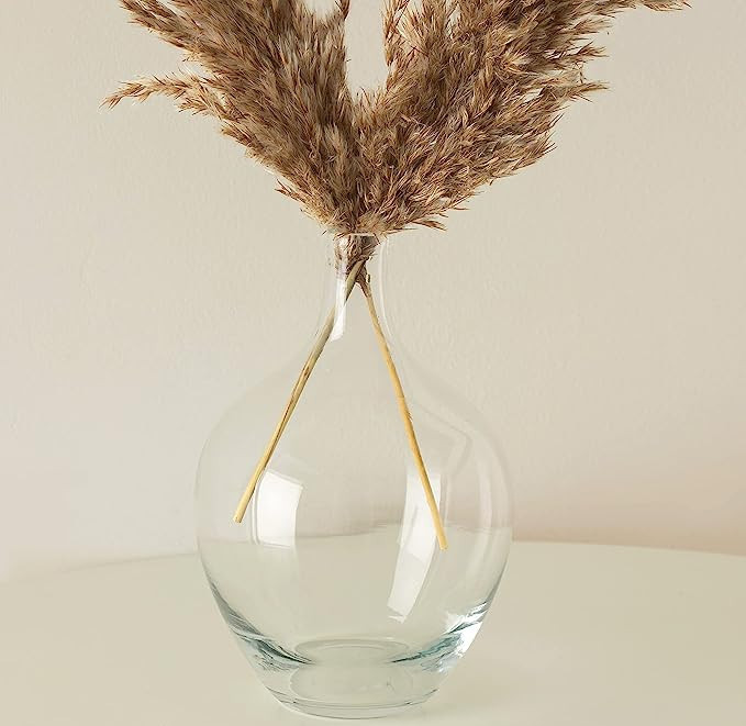 Clear Glass Vase for Pampas Grass Flowers, Clear Vase for Decor, Small Glass Vase for Dining Tabl... | Amazon (US)