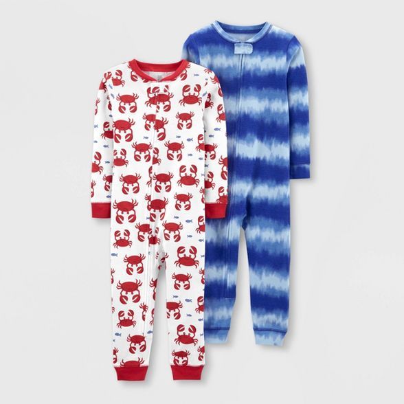 Baby Boys' 2pk Footless Tie-Dye Crab Pajama Jumpsuit - Just One You® made by carter's Red/Blue | Target
