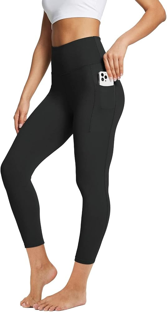 baleaf Women's Leggings with Pockets Black Tummy Control Workout High Waisted Athletic 7/8 Ultra ... | Amazon (US)