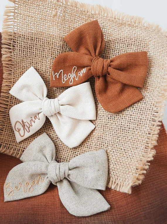 Custom Name Hand Embroidered Baby Bowpersonalized Name - Etsy | Etsy (US)