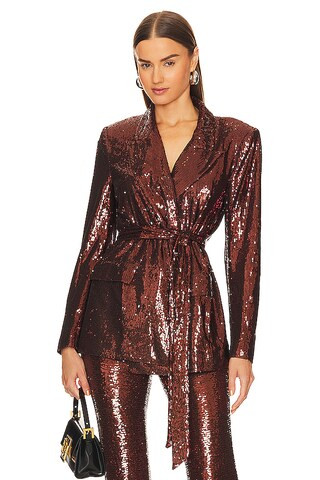 L'AGENCE Jordana Wrap Belted Blazer in Bronze from Revolve.com | Revolve Clothing (Global)