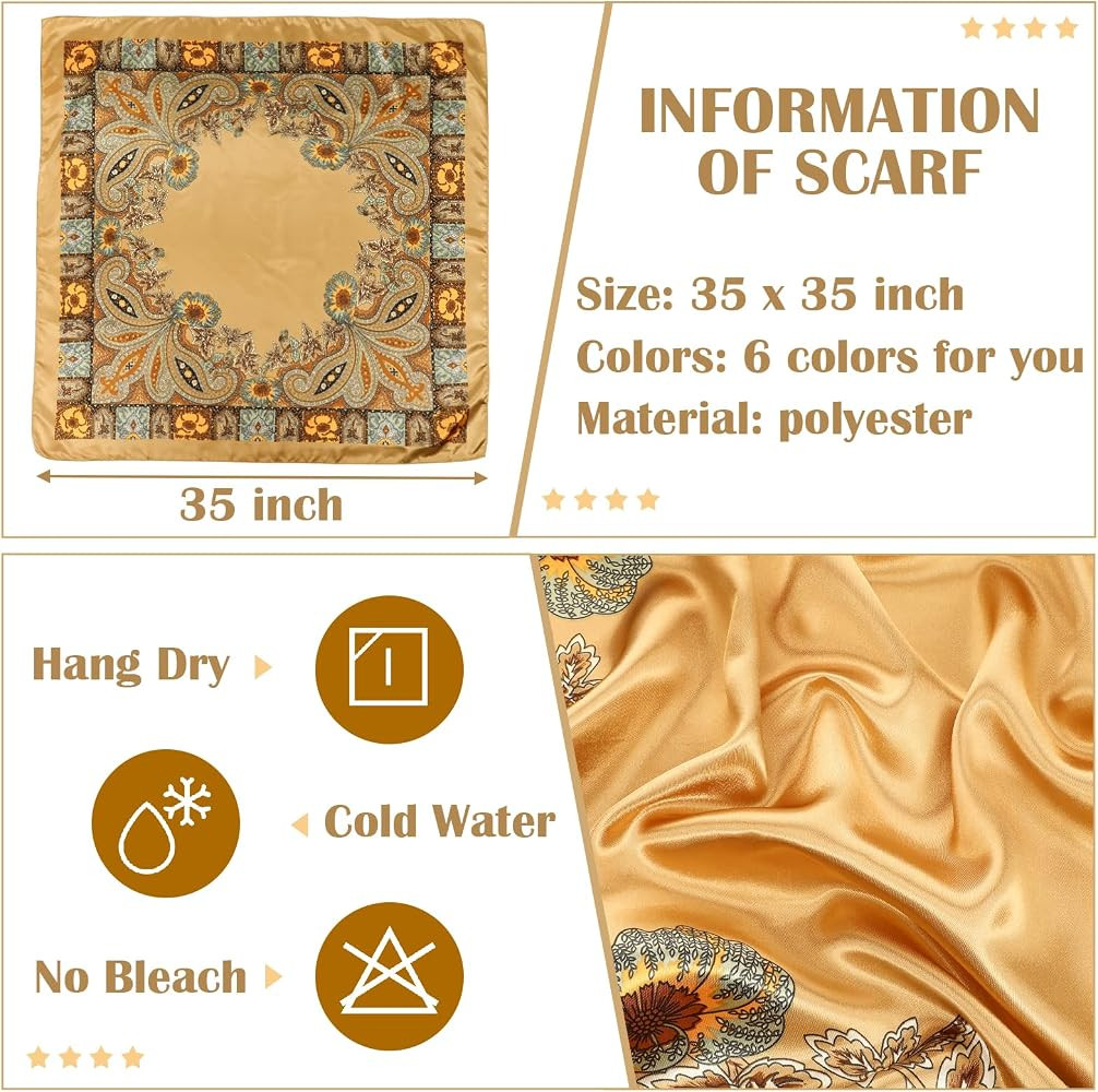 JATEBI Women Large Satin Scarf Square Wraps Silk Feel | Amazon (US)