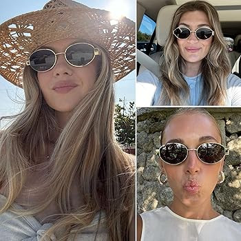 Tskestvy Women's Polarized Gold Retro Oval Sunglasses Trendy Fashion Designer Shades Vintage Clas... | Amazon (US)