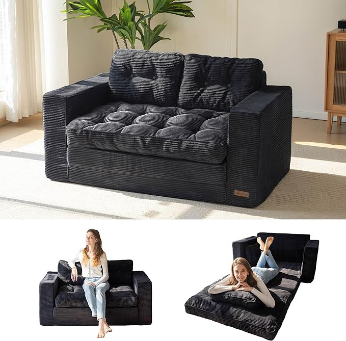 MAXYOYO Convertible Sofa Bed, Pull Out Loveseat Sleeper Sofa, 2 in 1 Folding Couch Bed, Fold Out ... | Amazon (US)