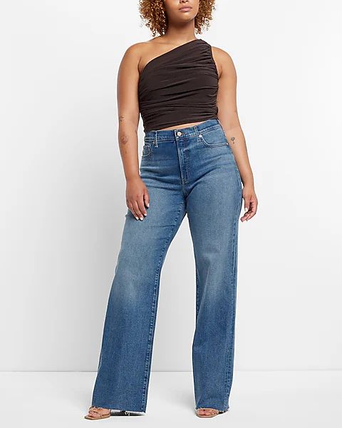 High Waisted Medium Wash Wide Leg Jeans | Express