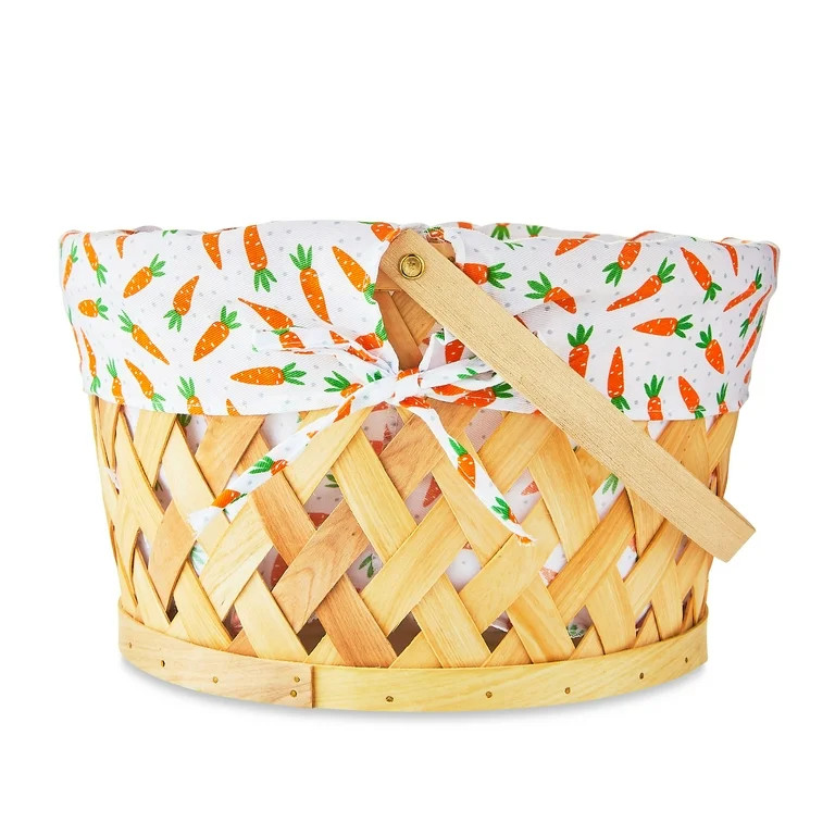 Easter Round Woodchip Basket with Carrot Liner, 13 in, by Way To Celebrate | Walmart (US)