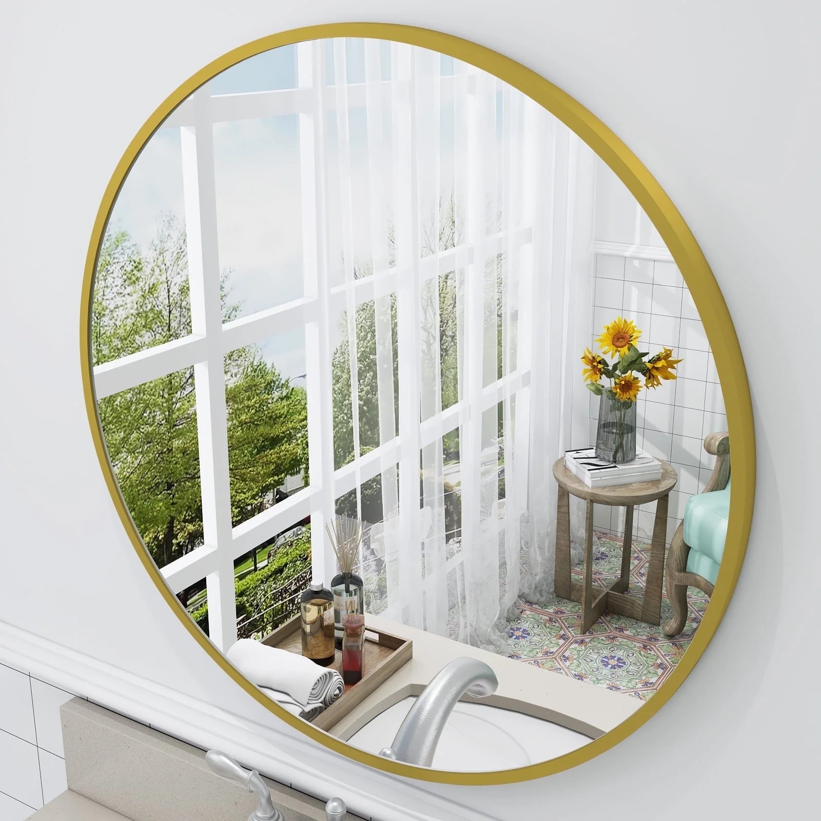 Apmir Round Aluminum Alloy Framed French Cleat Mounted Wall Decor Bathroom Vanity Mirror in Matte... | Walmart (US)