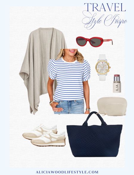 Summer travel is upon us and this is the perfect outfit to travel in and still look cute!  

Striped tee
Denim 
Veronica beard sneakers
Cardigan wrap 
Red sunglasses 
Sport watch
Lipstick
Naghedi tote
Makeup case 

#LTKStyleTip #LTKTravel #LTKSeasonal