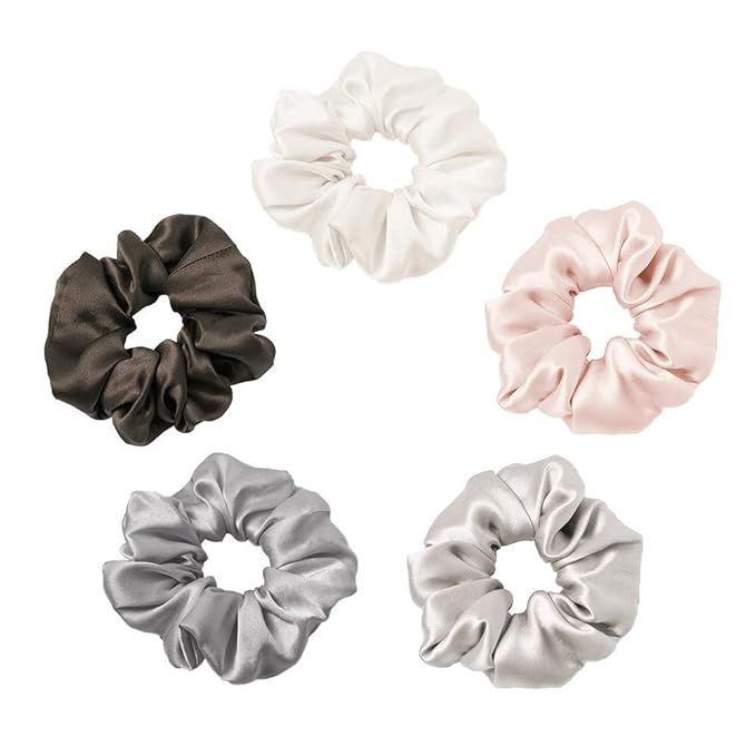 LilySilk 5 Pack Silk Scrunchies Charmeuse Colorful-Silky Scrunchy -Scrunchies For Hair -for Girls... | Amazon (US)