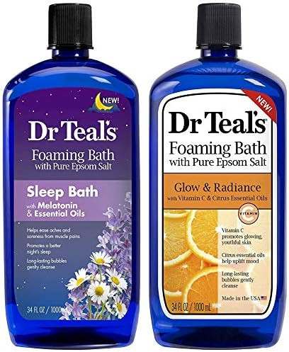 Dr Teal's Foaming Bath Combo Pack (68 fl oz Total), Melatonin Sleep Soak, and Glow & Radiance wit... | Amazon (US)