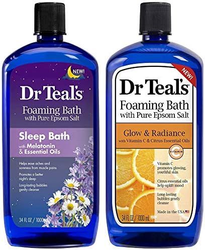 Dr Teal's Foaming Bath Combo Pack (68 fl oz Total), Melatonin Sleep Soak, and Glow & Radiance wit... | Amazon (US)