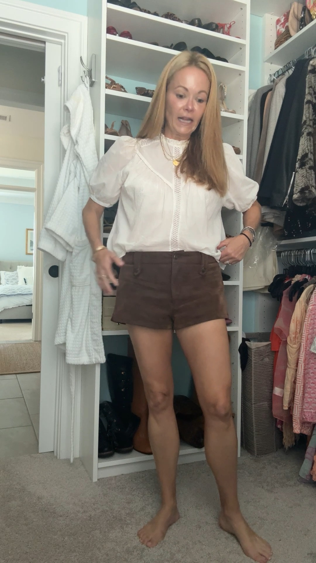 Fall transition outfit. Fall shorts. Free People vegan suede shorts. Zara peasant top. Fall clothing.

#LTKFindsUnder100 #LTKStyleTip