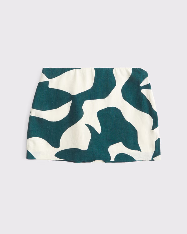The A&F Scarlett Mid Rise Linen-Blend Mini Skort | Abercrombie & Fitch (US)