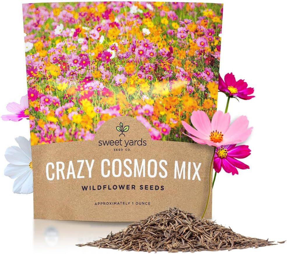 Cosmos Seeds Wildflower Mixture - Bulk 1 Ounce Packet - Over 5,000 Seeds - Pink, Yellow, Orange, ... | Amazon (US)