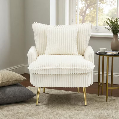 Corduroy Single Sofa Chair with Thick Sponge Cushion and Metal Legs, Comfortable Lounge Chair for Living Room, Bedroom, or Office | Target