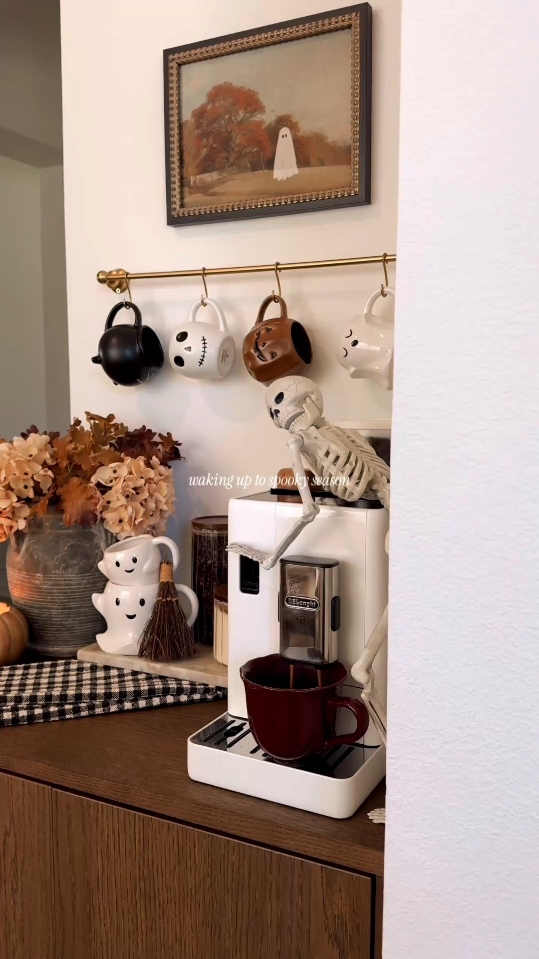 Waking up to spooky season 👻☕️🎃 Griselda is officially back in her spot on the coffee bar, where she’s been hanging out every October for the past few years 😂

Just a few spooky little touches to make our October mornings feel extra cozy.

Comment BOO and I’ll message you links to everything I can! 🤎

#LTKHome #LTKSeasonal