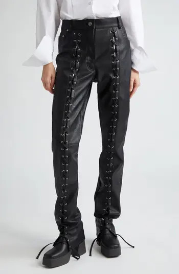 Slim Fit Lace-Up Faux Leather Pants | Nordstrom