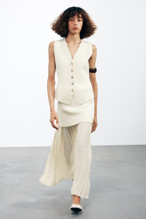 MIXED PLEATED KNIT SKIRT | Zara US