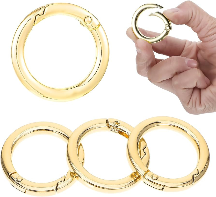 4 Pcs Metal O Ring for Purse Strap 1 Inch Gold Key Spring Rings for Handbag & Keys Clip Opening S... | Amazon (US)