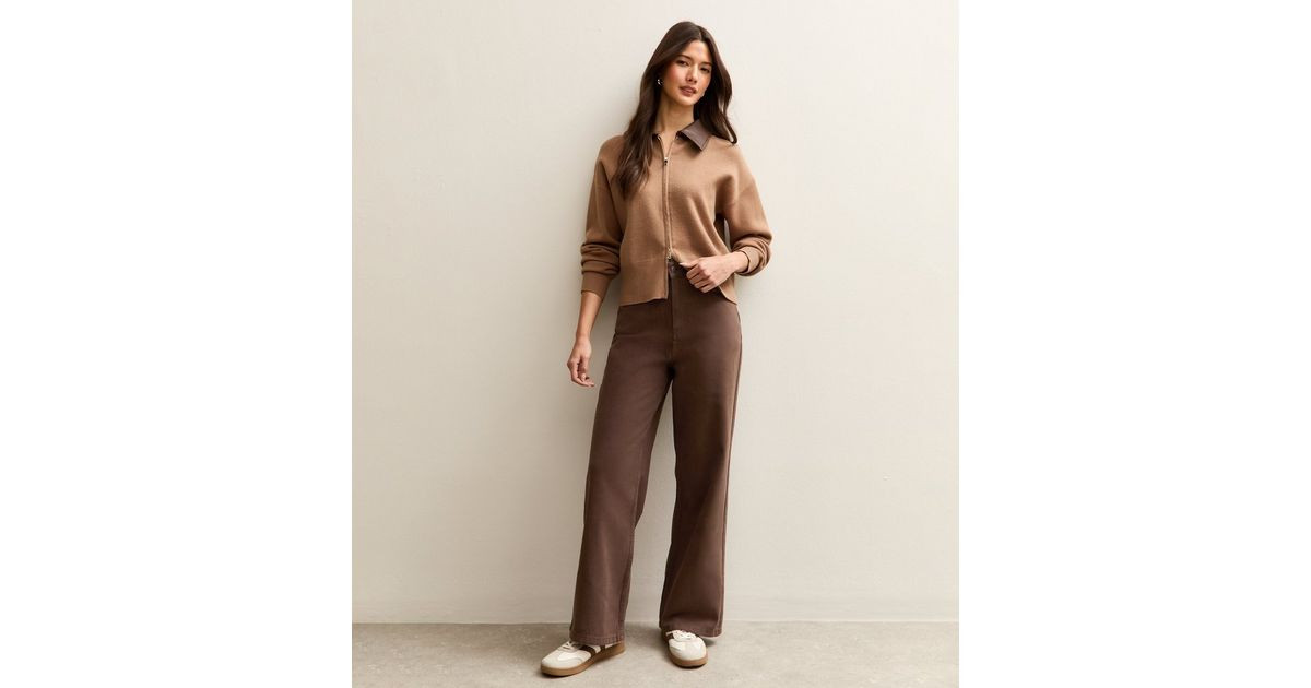 Brown Adalae High Waisted Wide Leg Jeans | New Look | New Look (UK)