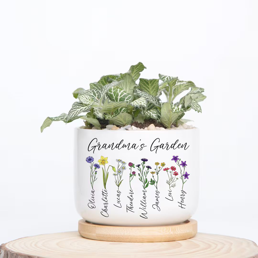Custom Birth Month Flowers Grandma Plant Pot, Custom Grandma's Garden Plant Pot, Grandma and Gran... | Etsy (US)