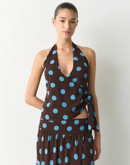 Print Chiffon Wrap Halter Top | Glassons (Australia)