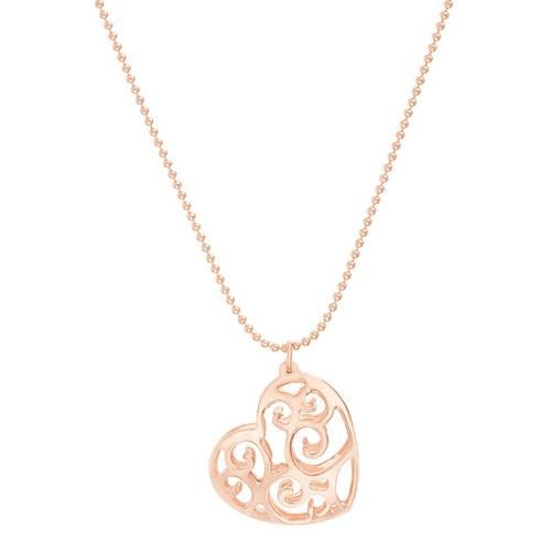 Signature Rose Gold Tone Filigree Heart Pendant Necklace | Bealls