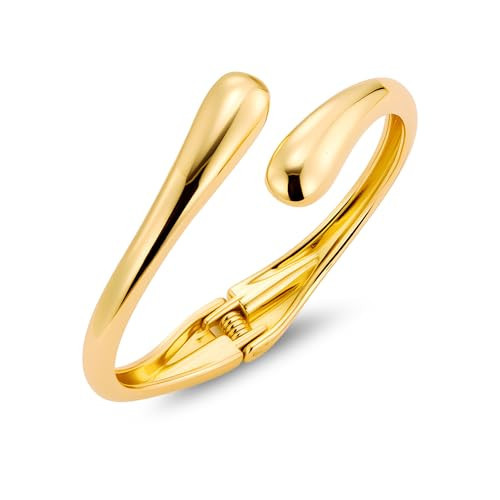 Bangle Gold Bracelets for Women Chunky Thick Teardrop Waterdrop Cuff Bangle 14K Goldplated Adjustable Bracelet Large Wide Smooth Curved Open Bangles Statement Bracelets for Women Lady Jewelry Gifts | Amazon (UK)