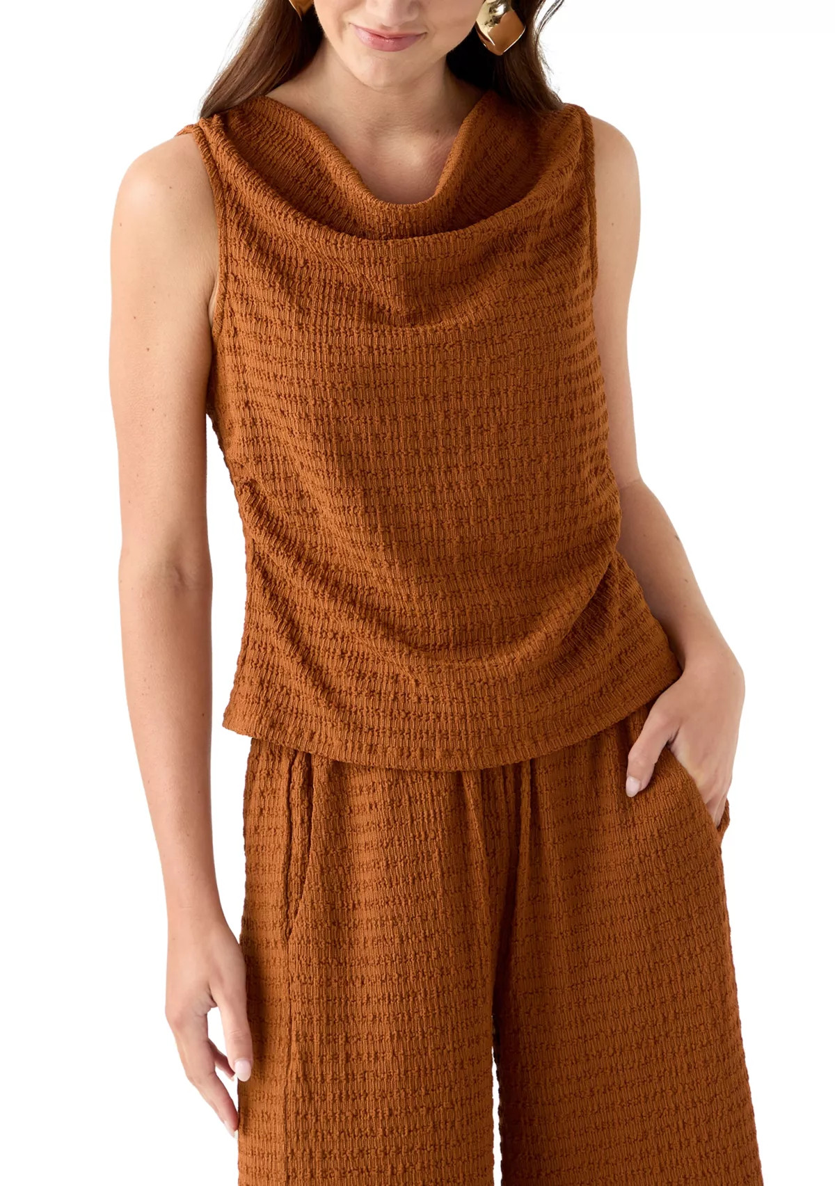 Women's Sleeveless Cowl Neck Textured Knit Top | Belk